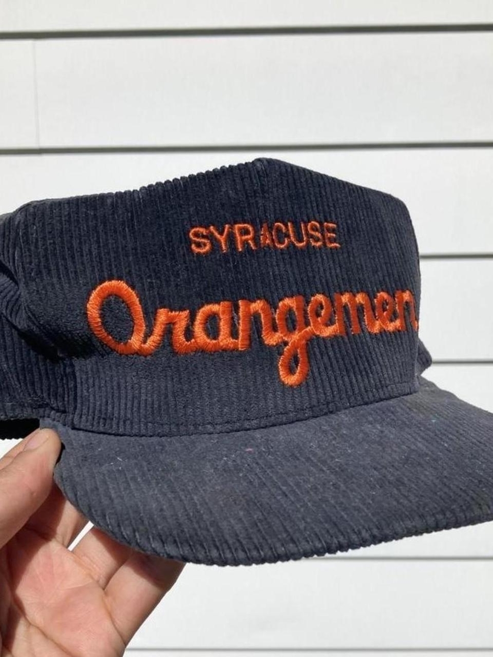 Vintage Syracuse Orangemen Blue Corduroy Script Snapback Hat